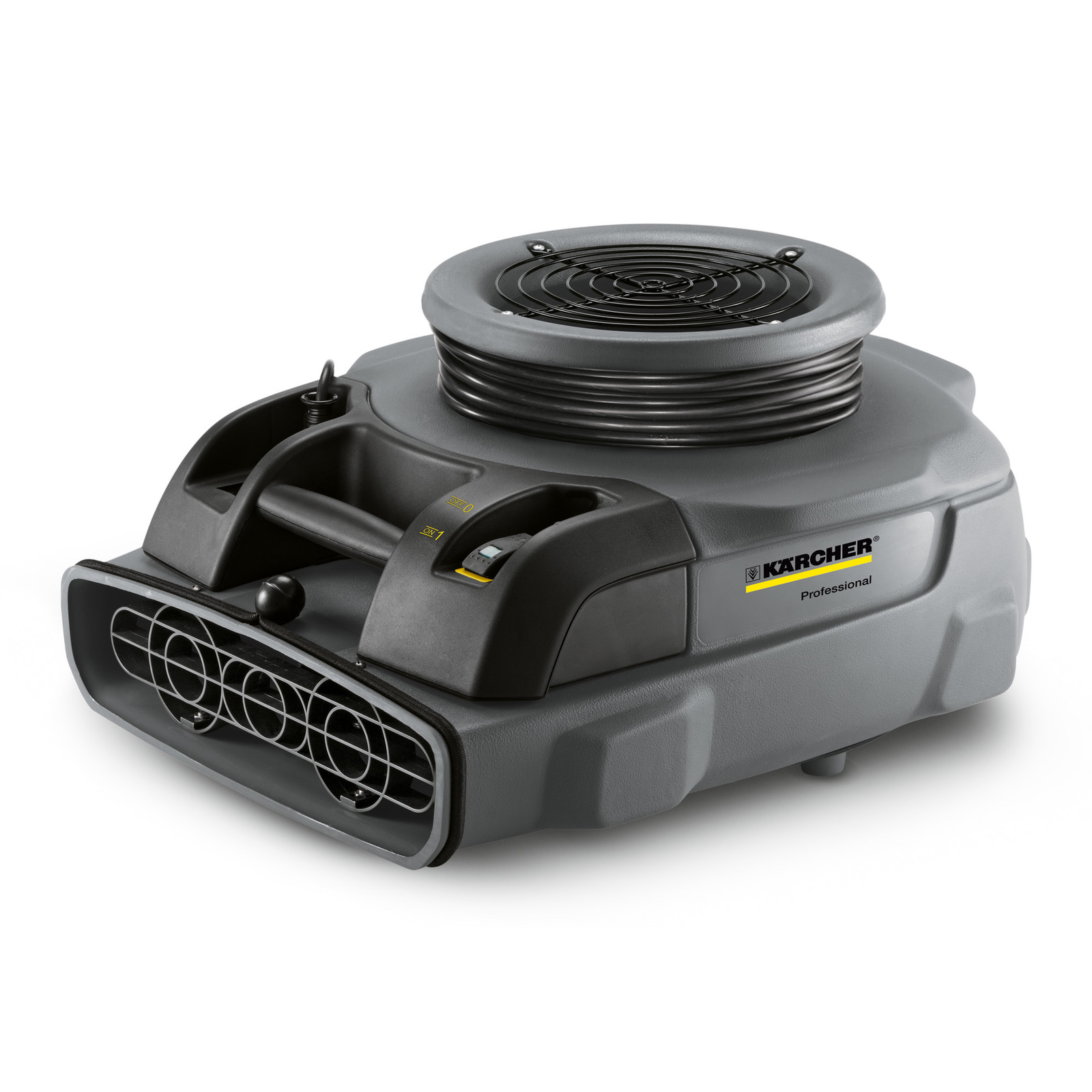 Kärcher professional air blower with grey body, black fan on top, and control panel on the side.