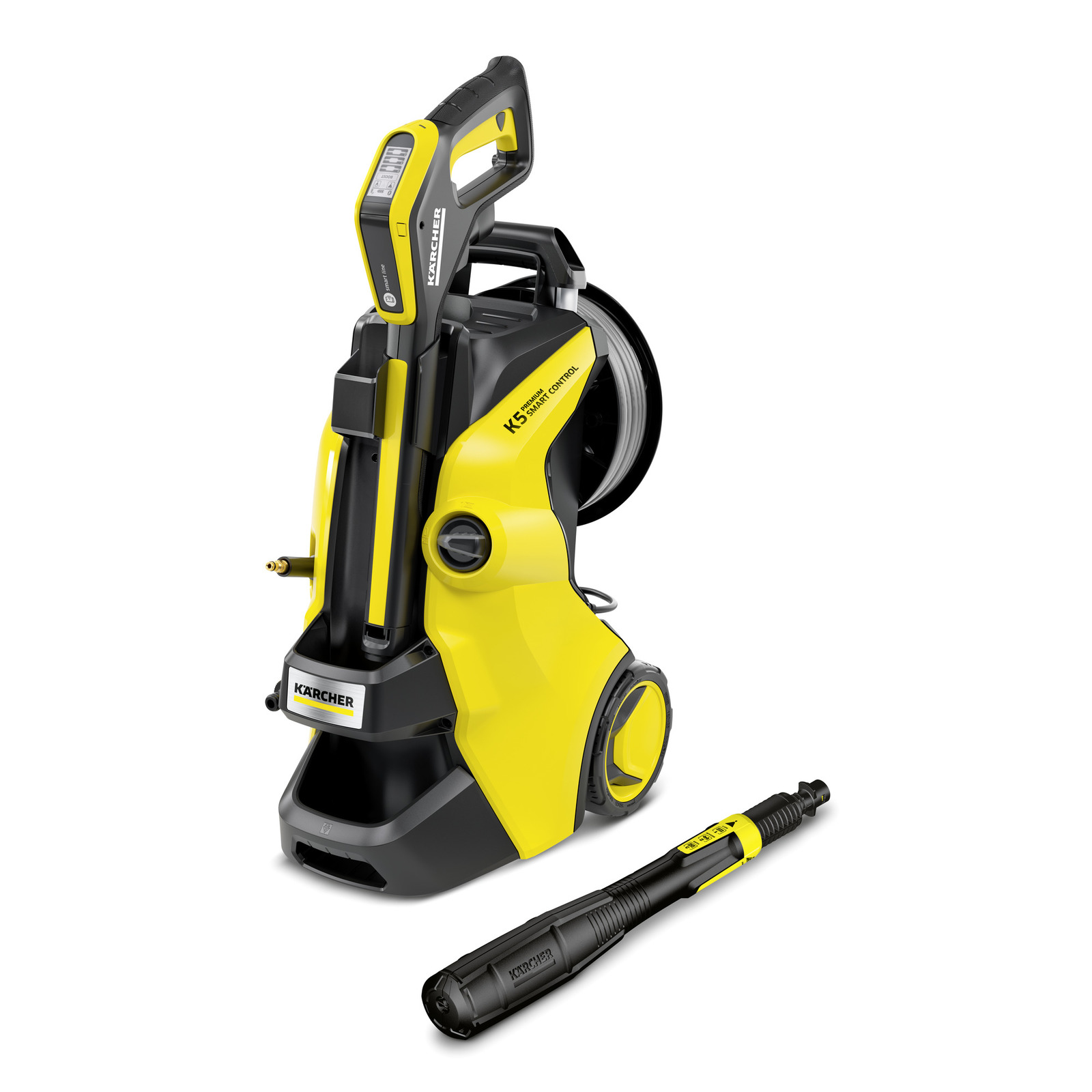 Aspirator Kärcher K5 Smart Control galben-negru, cu mâner ergonomic și lance de pulverizare detașată. Aspirator Kärcher K5 Smart Control galben-negru, cu mâner ergonomic și lance de pulverizare detașată.