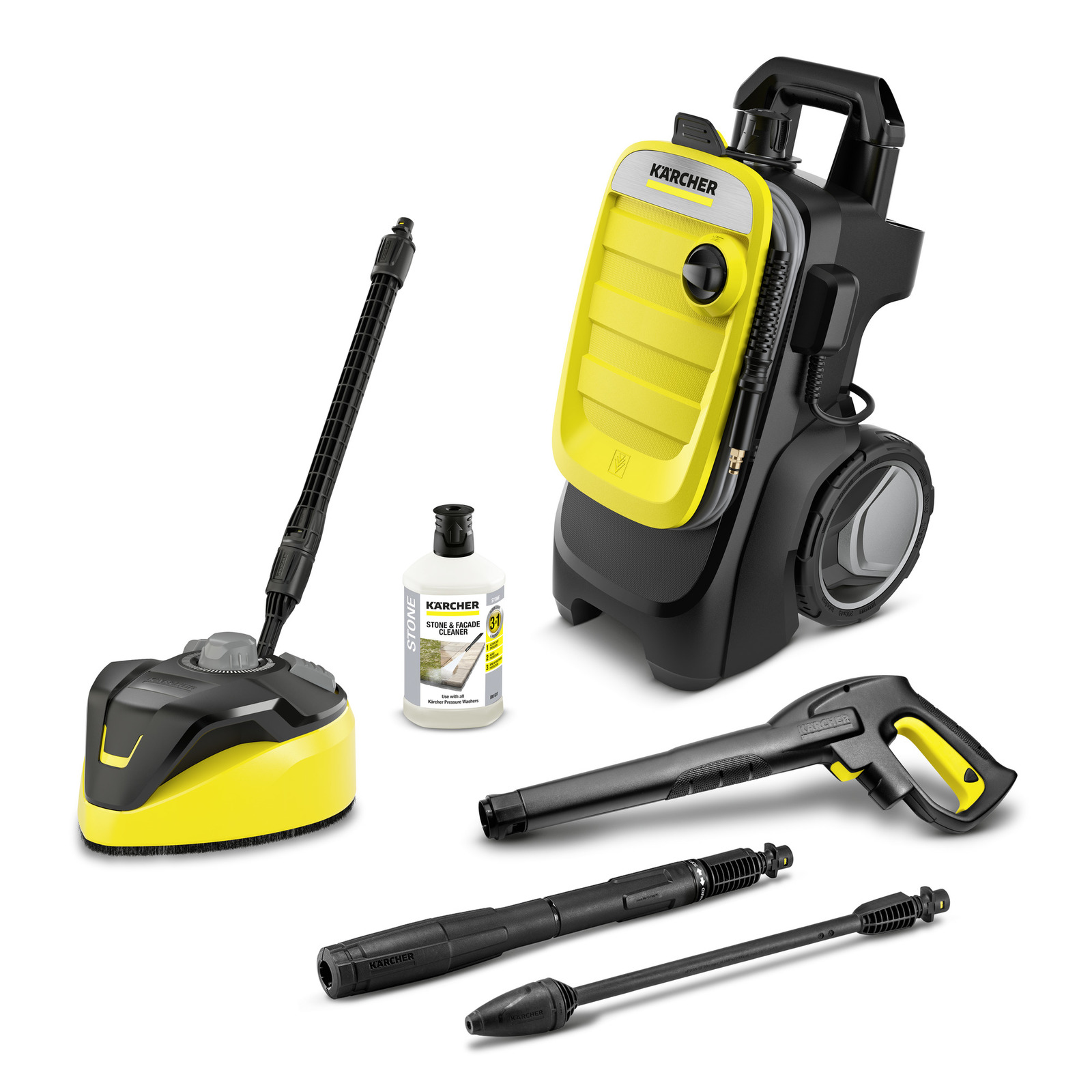 Aspirator Kärcher cu accesorii: pistol de presiune, detergent pentru piatră, perie rotativă și două duze. Aspirator Kärcher cu accesorii: pistol de presiune, detergent pentru piatră, perie rotativă și două duze.