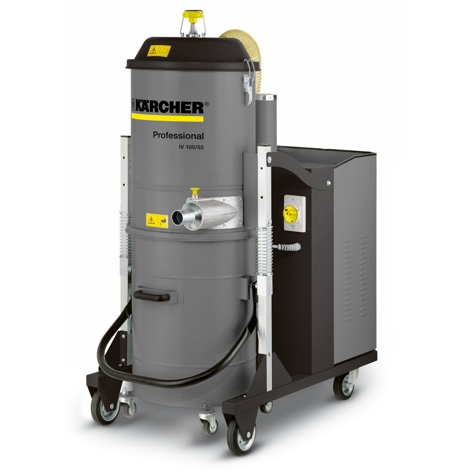 Kärcher industrial vacuum cleaner IV 100/55, grey with black accents, mounted on wheels.