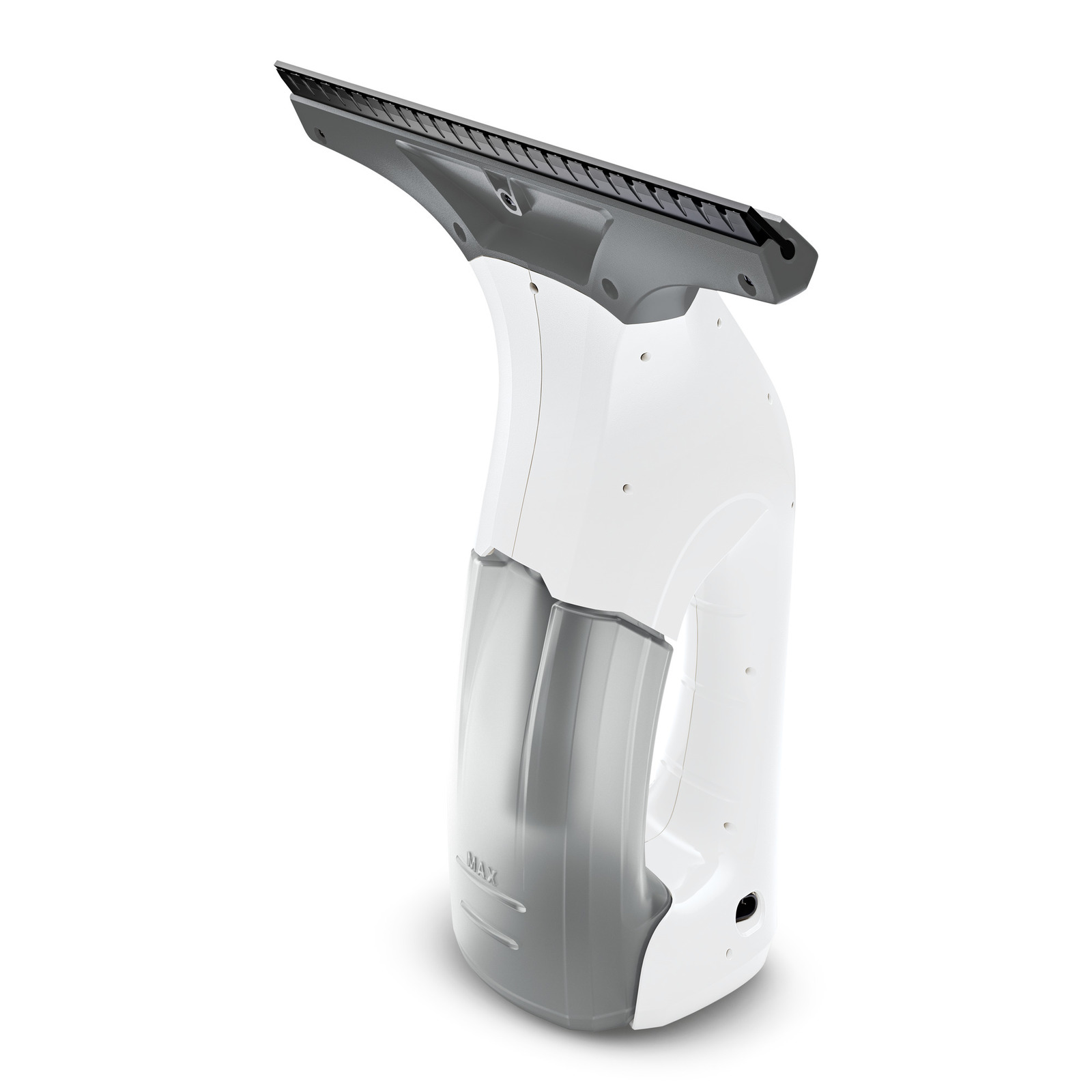 Kärcher window vac with a white body and grey suction head, designed for cleaning windows. Kärcher window vac with a white body and grey suction head, designed for cleaning windows.
