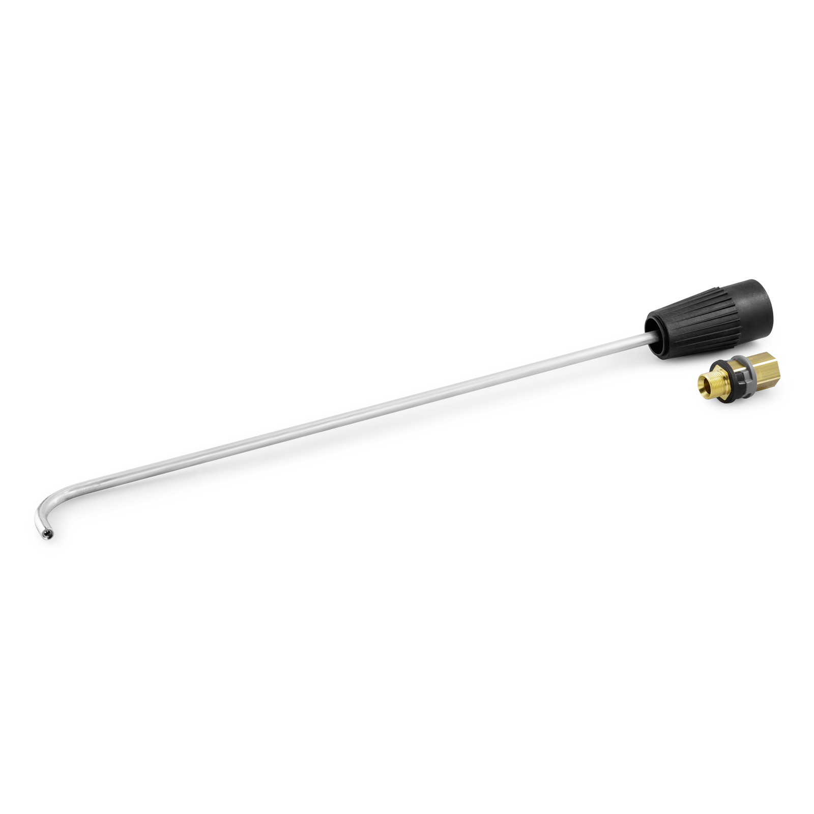 Kärcher spray lance with a long metal shaft, black grip, and brass connector, set against a white background.