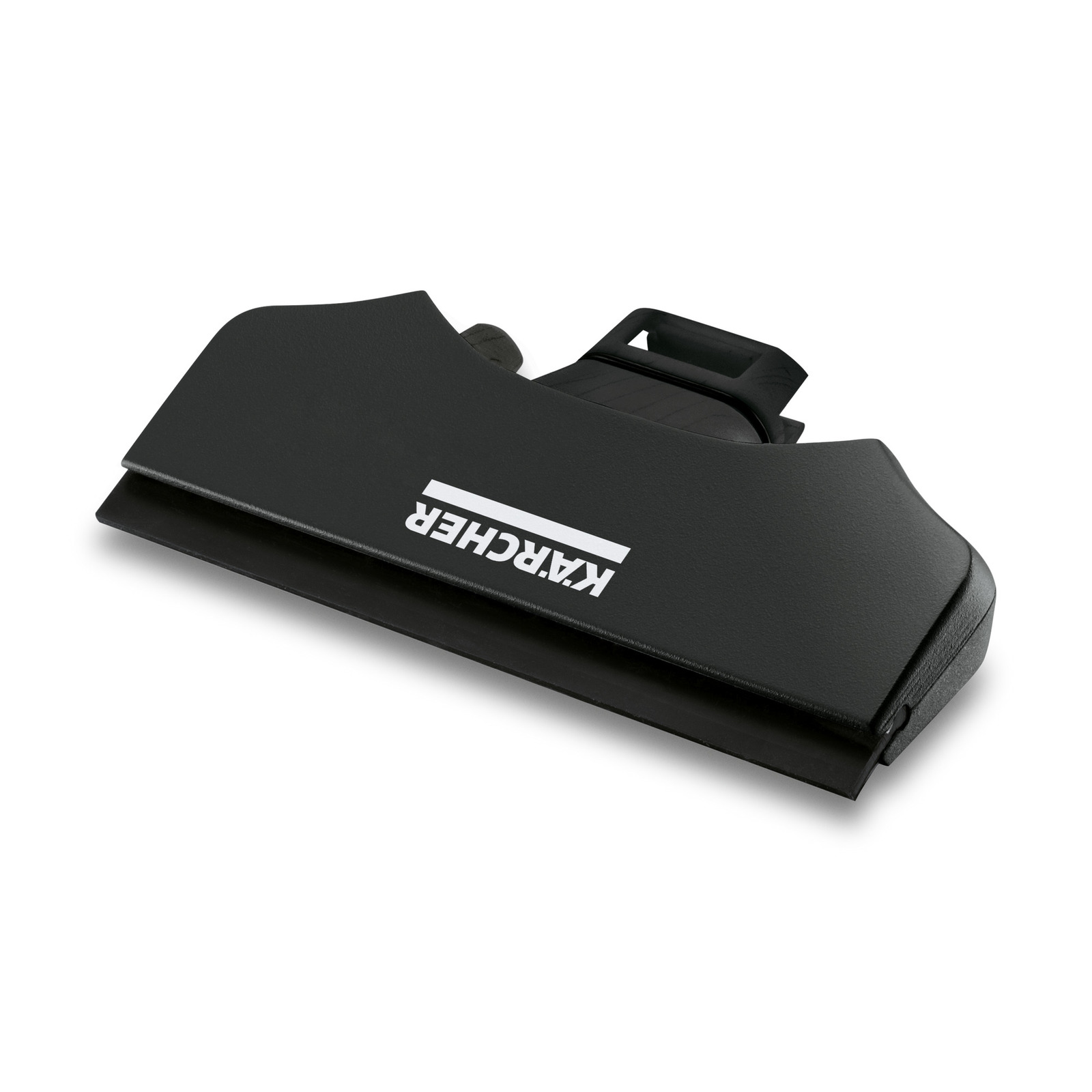 Black Kärcher window vac attachment with a flat, wide design and visible logo on the surface.