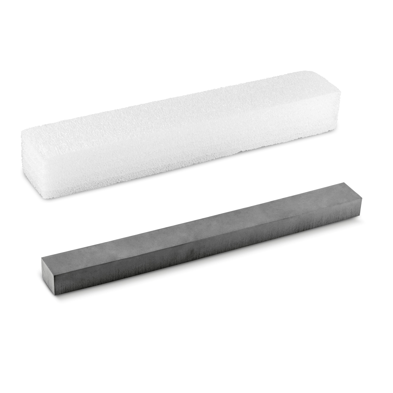 Two rectangular bars, one white and textured, the other grey and smooth, placed side by side on a white background. Two rectangular bars, one white and textured, the other grey and smooth, placed side by side on a white background.