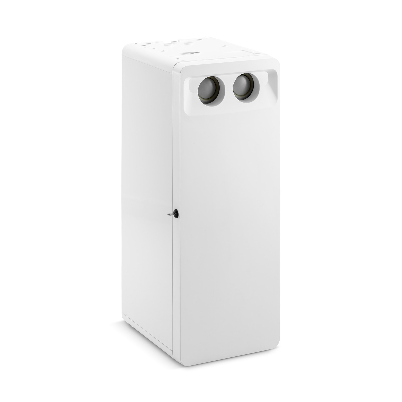 White Kärcher air purifier with two circular vents on the front, standing upright against a plain background.