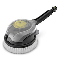Kärcher rotating wash brush with white bristles, transparent cover, and black handle.