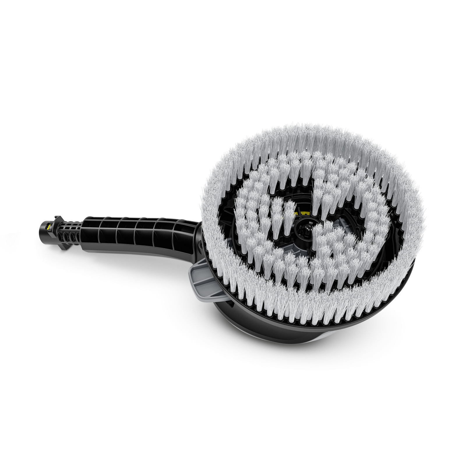 Kärcher rotating brush attachment with white bristles and black handle, designed for cleaning surfaces.