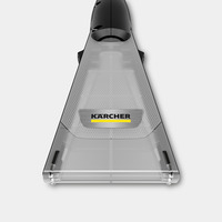 Kärcher window vac with transparent suction head and textured grip, viewed from above on a white background.