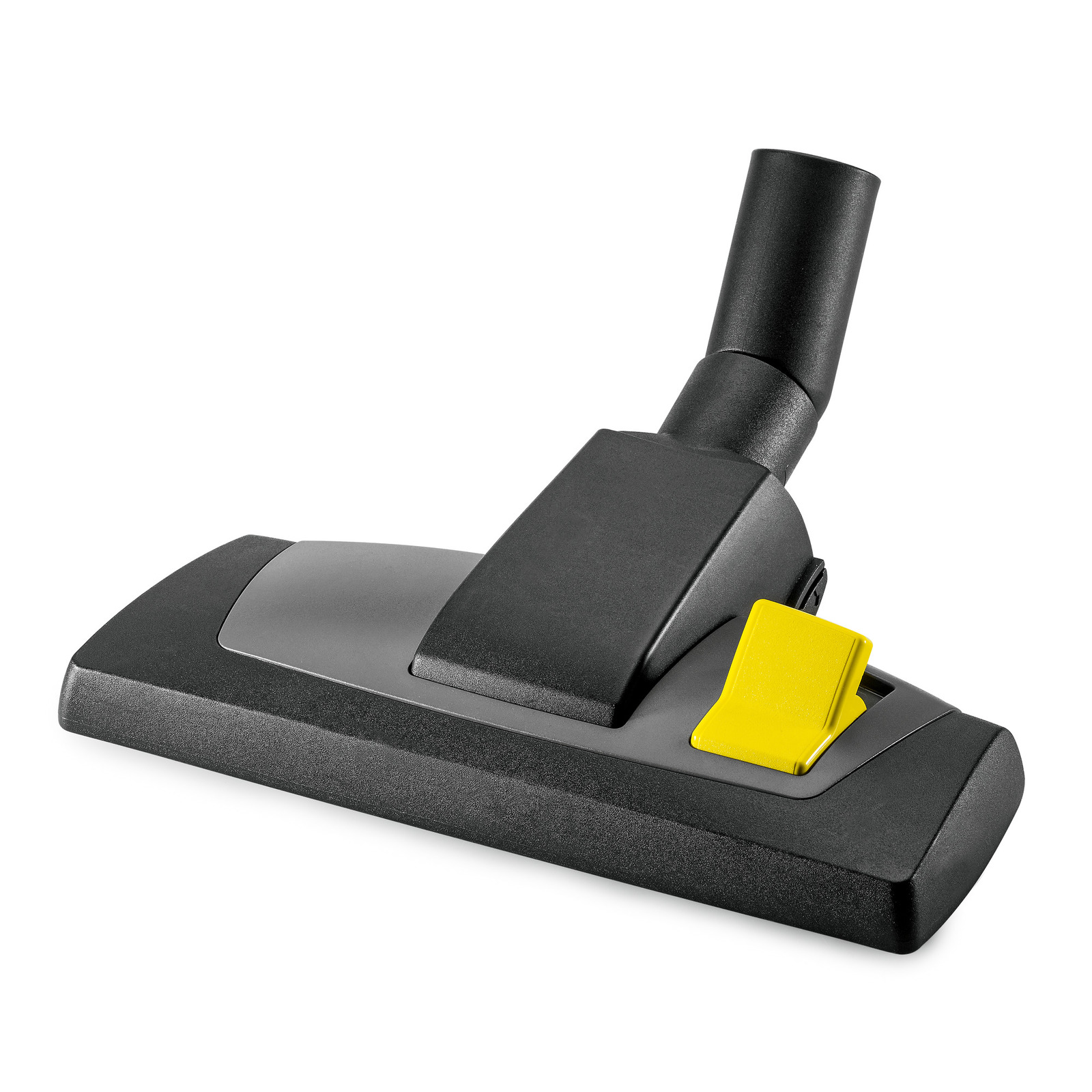Kärcher vacuum cleaner floor nozzle with a yellow lever, featuring a black and grey design on a white background.