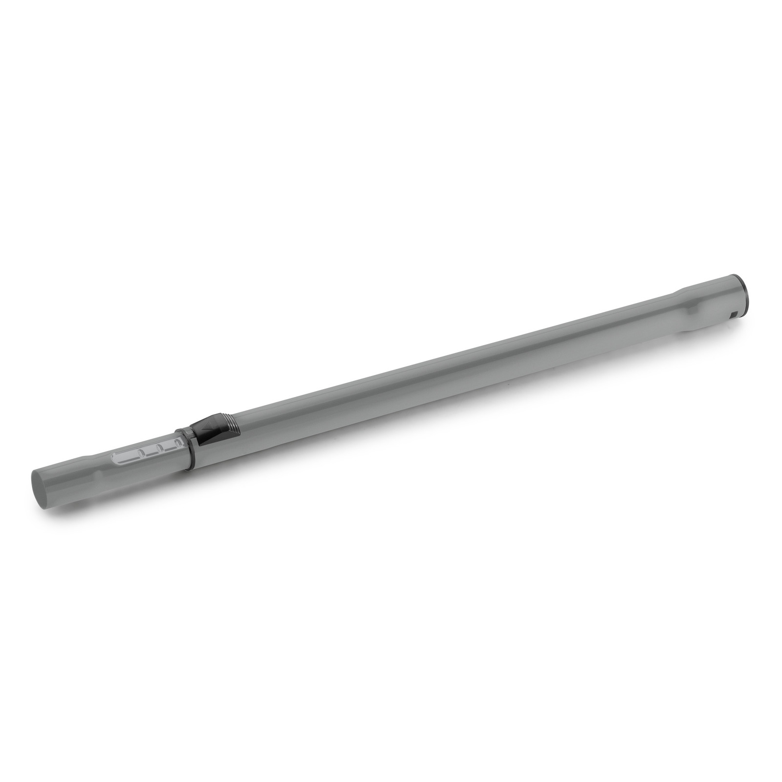 Grey Kärcher extension tube with a black connector, shown on a white background. Grey Kärcher extension tube with a black connector, shown on a white background.