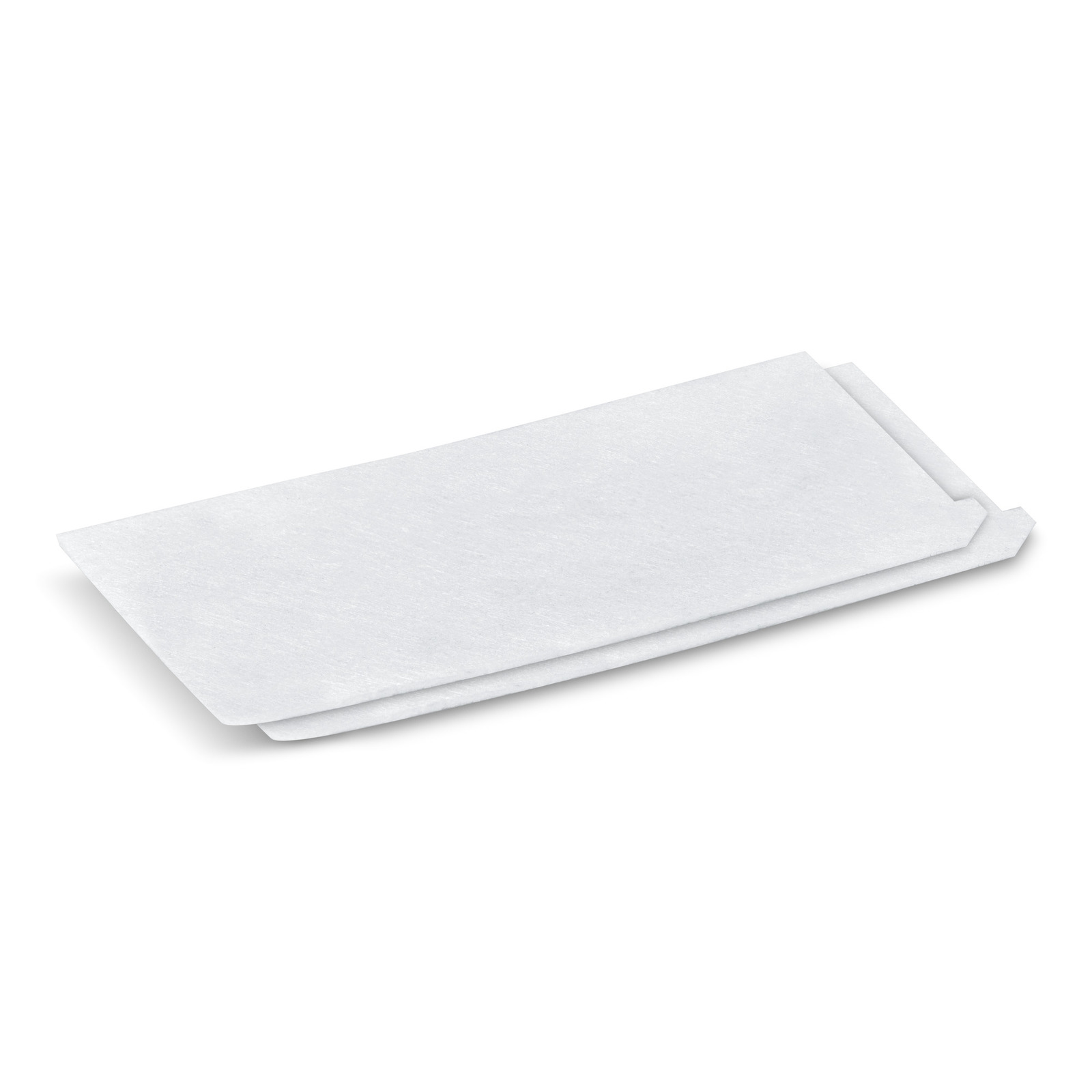 Two white rectangular cleaning cloths stacked on a white background. Two white rectangular cleaning cloths stacked on a white background.