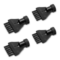 Four black Kärcher brush attachments arranged diagonally on a white background.