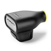 Kärcher steam cleaner nozzle, black with yellow accent, featuring a vented front and ergonomic design.