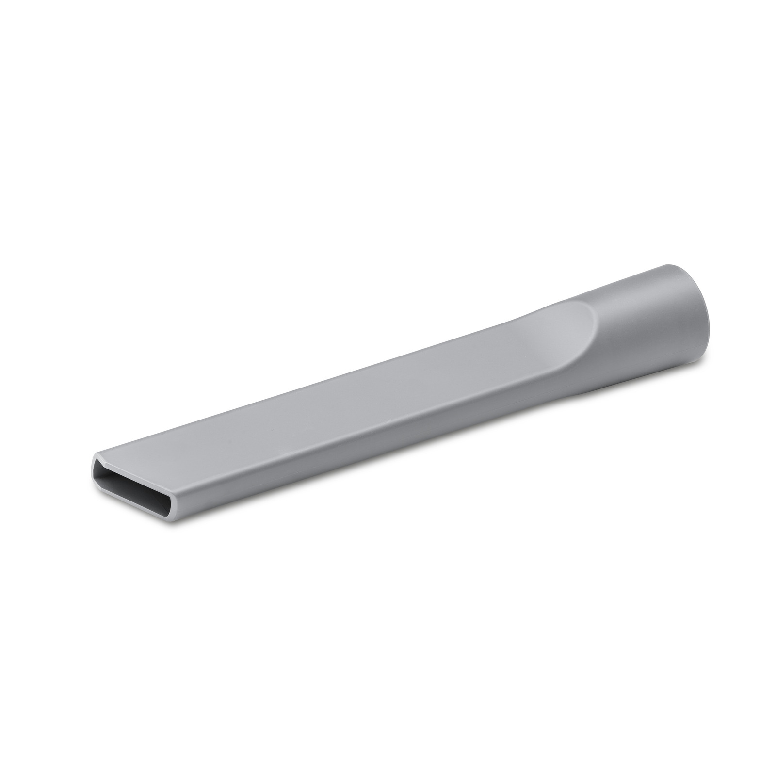 Grey Kärcher crevice nozzle with a narrow, elongated design on a white background. Grey Kärcher crevice nozzle with a narrow, elongated design on a white background.