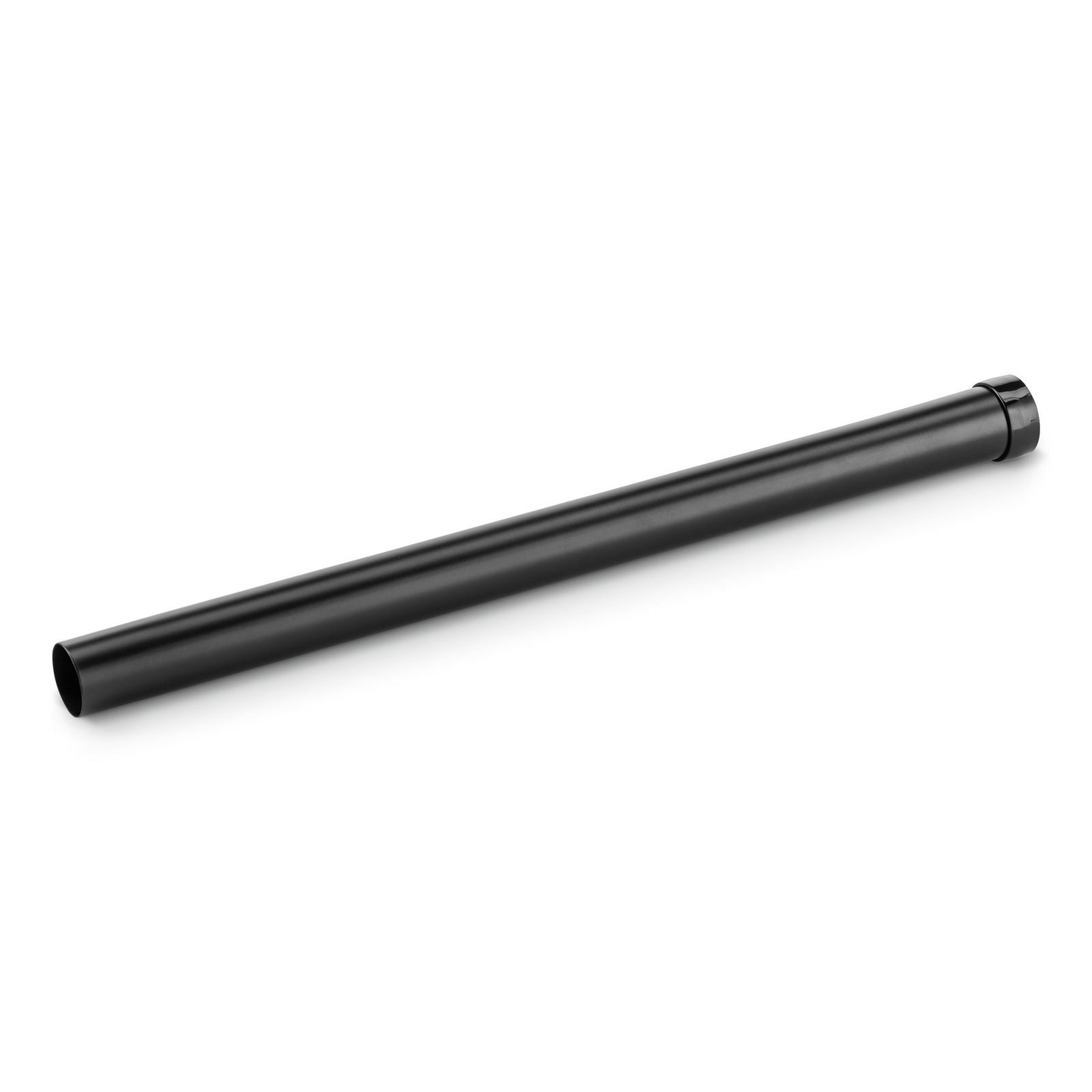 Black cylindrical extension tube on a white background, designed for Kärcher cleaning equipment. Black cylindrical extension tube on a white background, designed for Kärcher cleaning equipment.