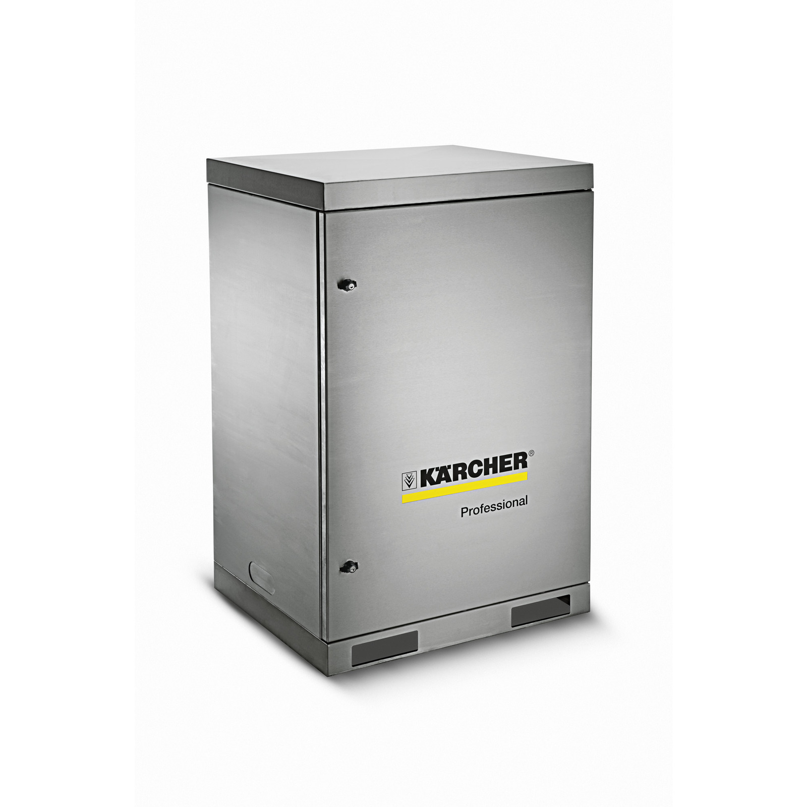 Silver Kärcher professional equipment cabinet with logo on front, standing on a white background.