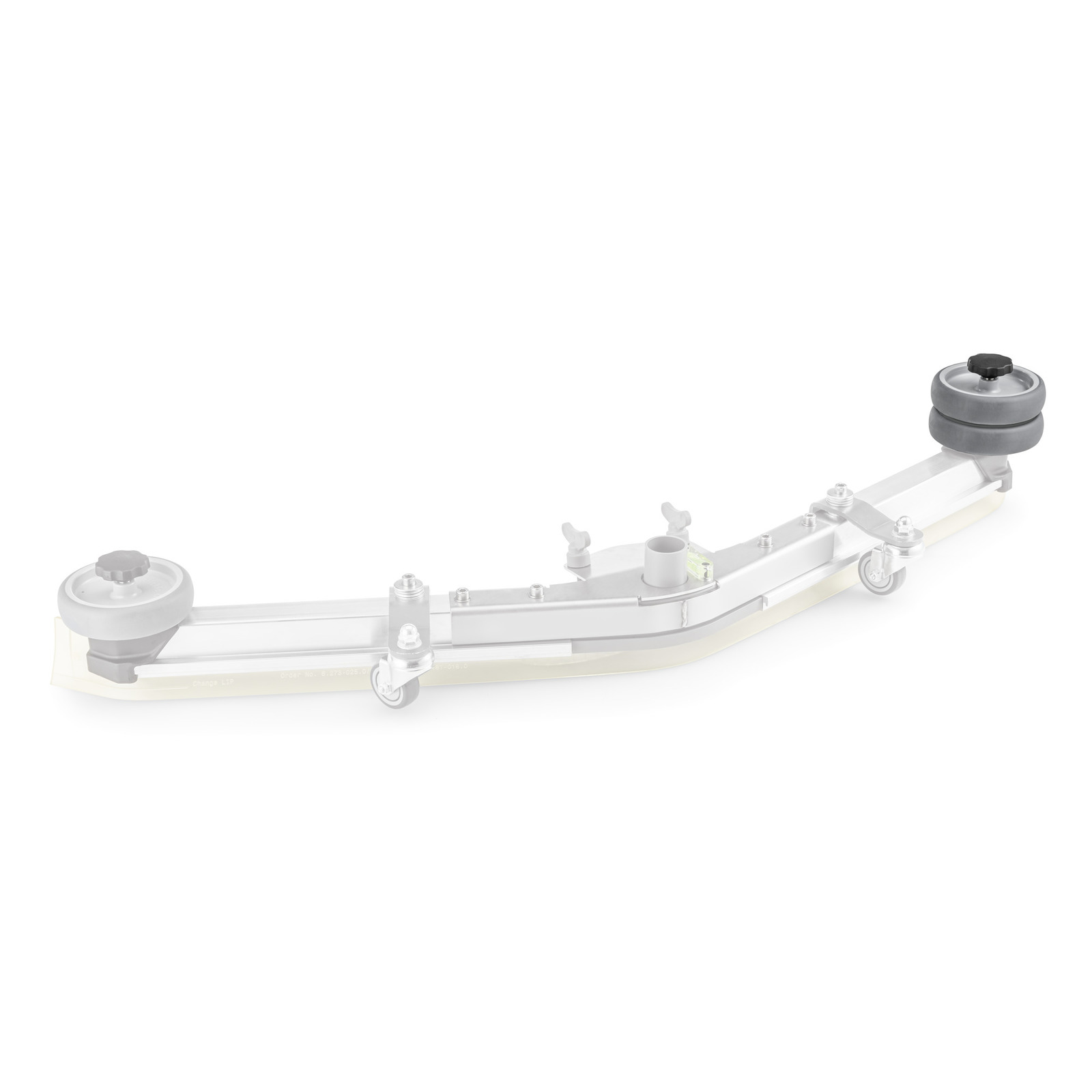 Kärcher suction bar with wheels and adjustable knobs, featuring a curved design and visible rubber edge.