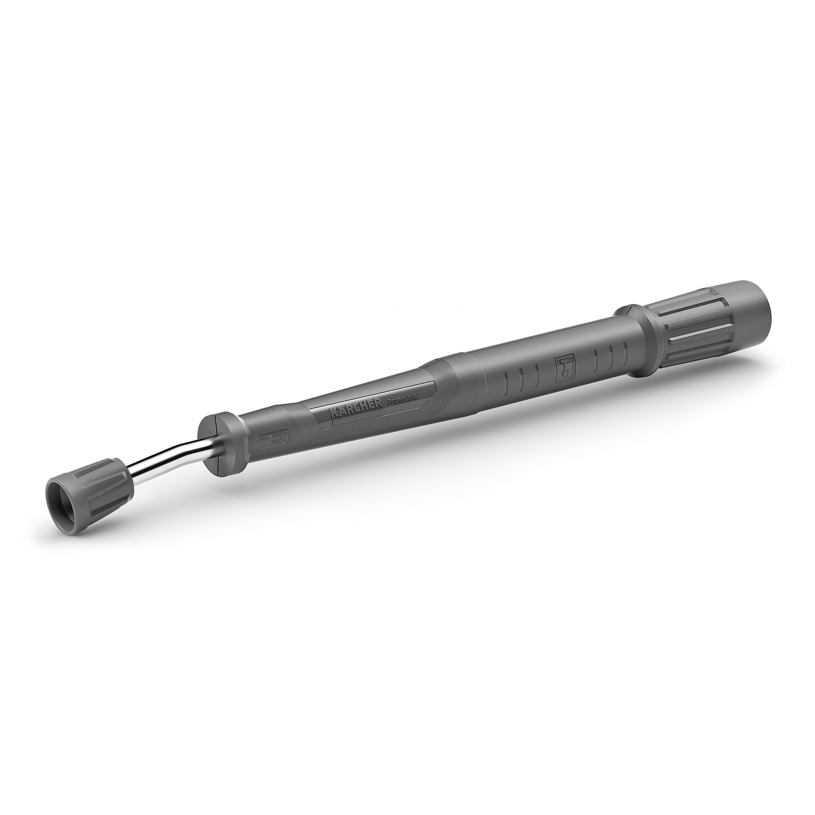 Grey Kärcher spray lance with ergonomic grip and nozzle, designed for professional cleaning applications.