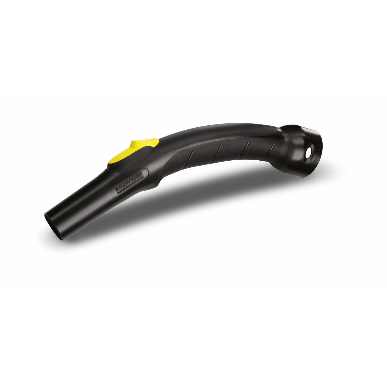 Black Kärcher high-pressure cleaner handle with a yellow button, shown on a white background.