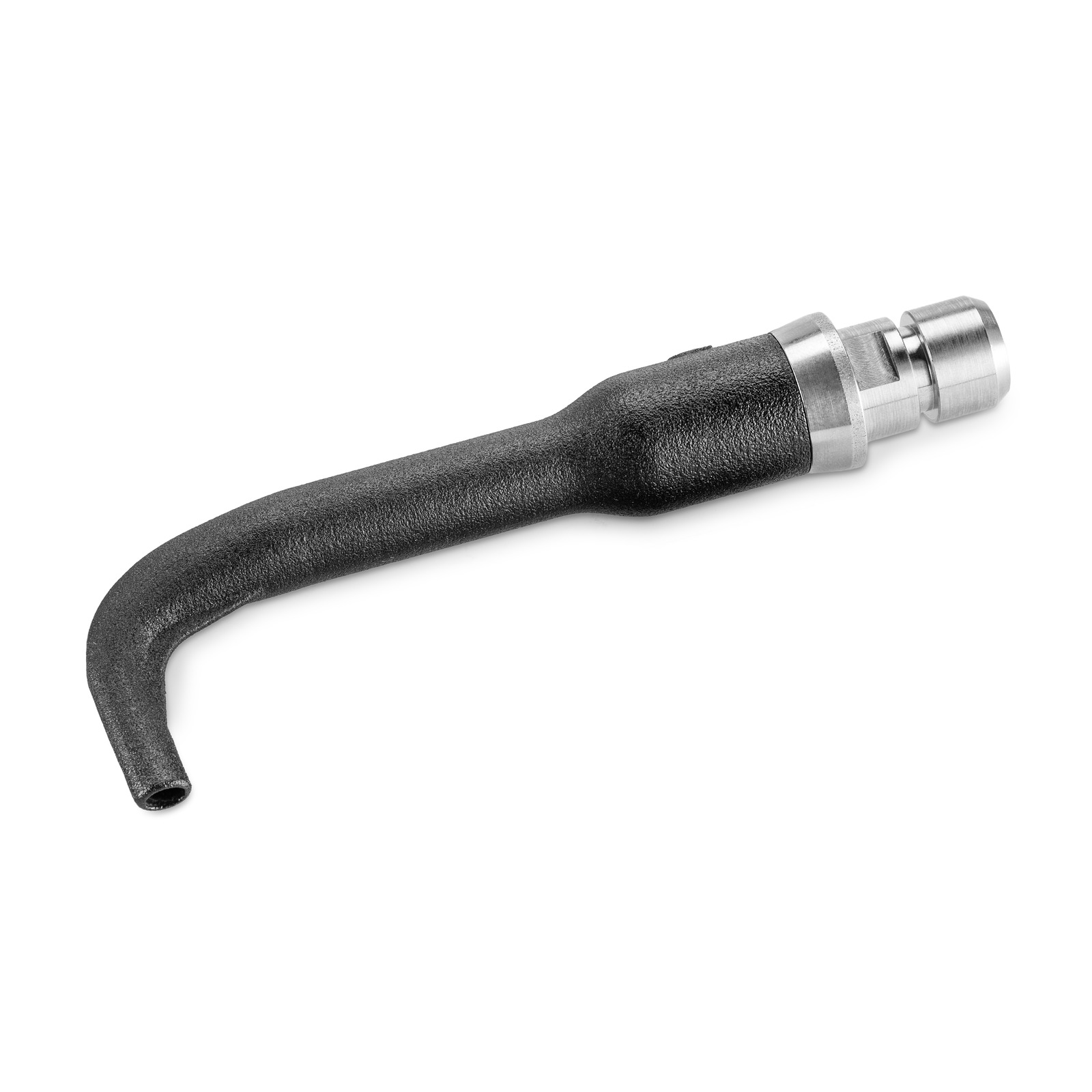 Black Kärcher high-pressure cleaner nozzle with a curved design and metallic connector.