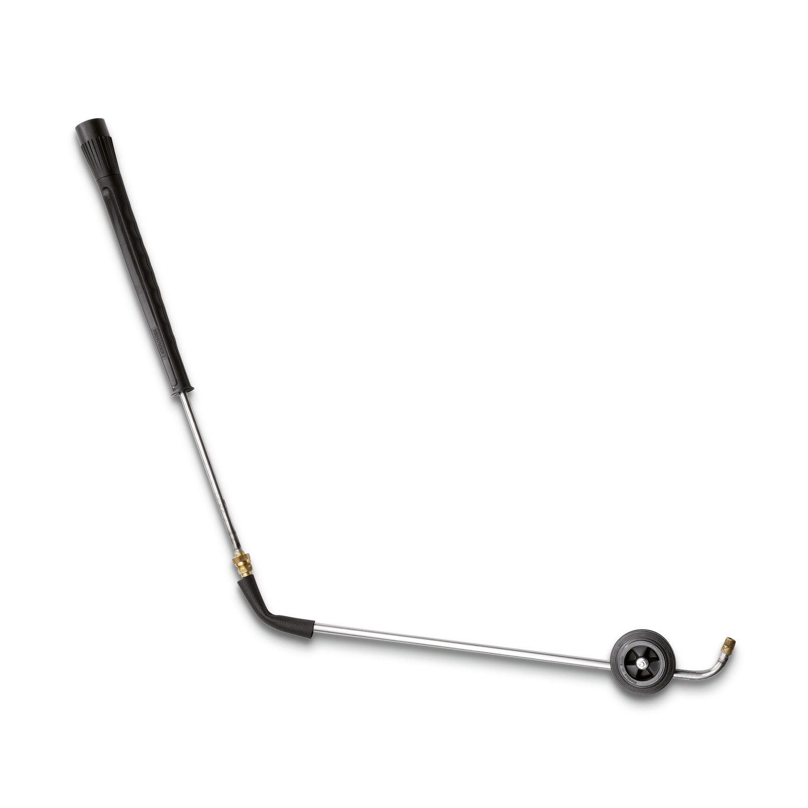 Kärcher underbody cleaner with a long handle, angled nozzle, and single wheel on a white background.