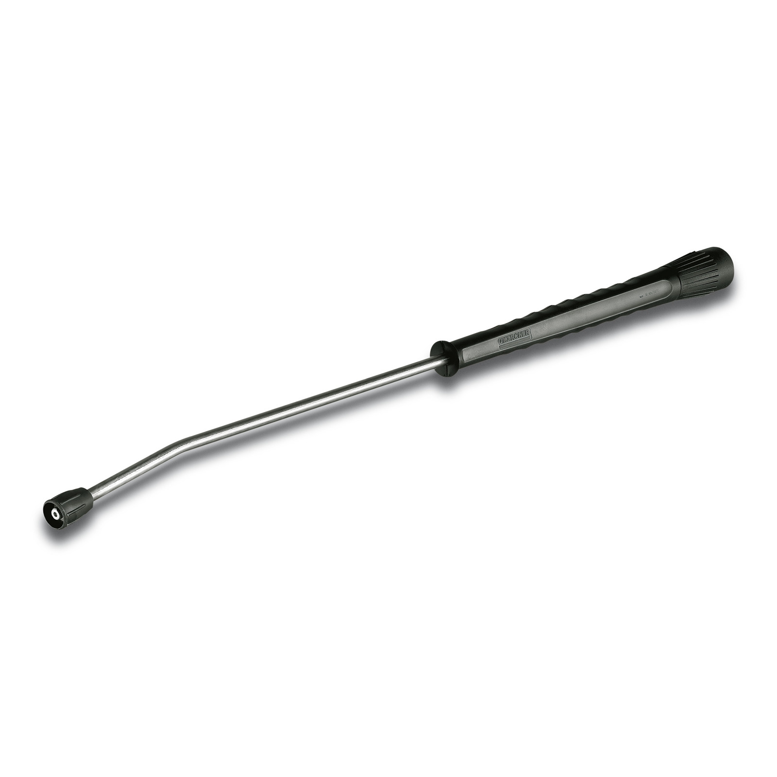 Kärcher spray lance with a curved metal tube and black plastic handle, designed for high-pressure cleaning.