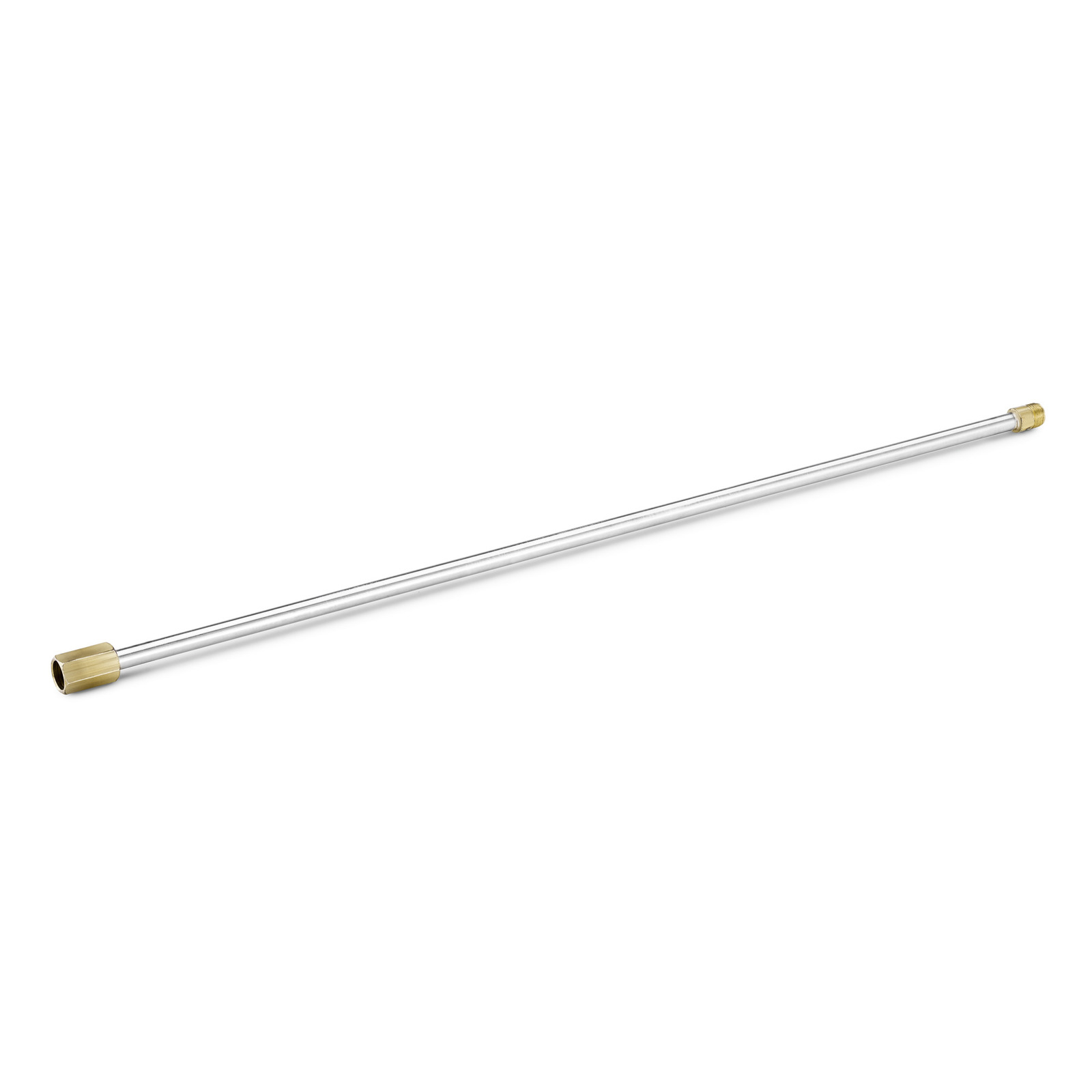Long metal lance with brass fittings at both ends, isolated on a white background. Long metal lance with brass fittings at both ends, isolated on a white background.