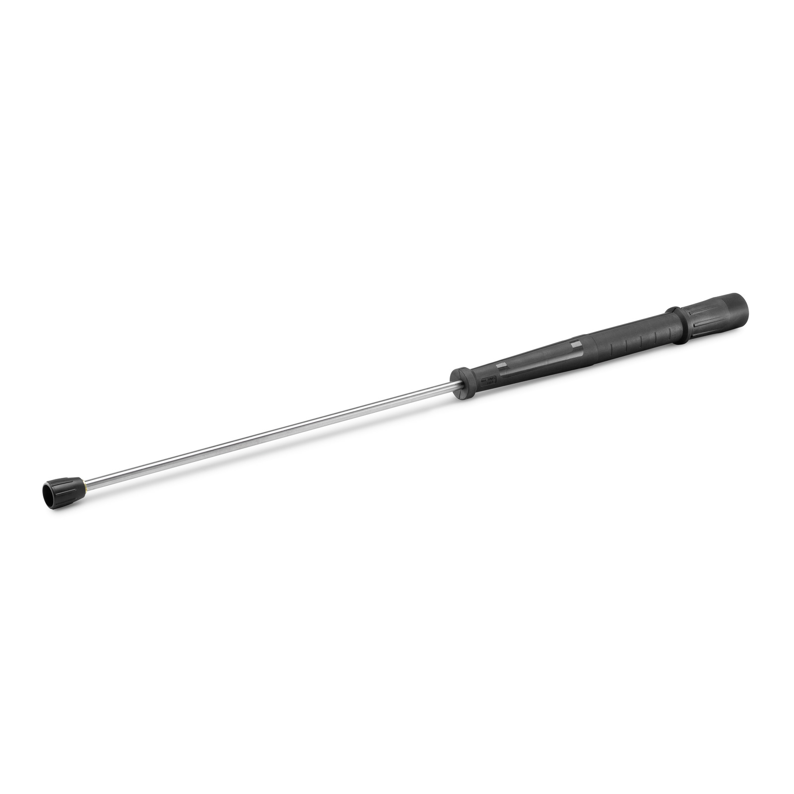 Kärcher spray lance with black handle and silver nozzle, isolated on a white background.