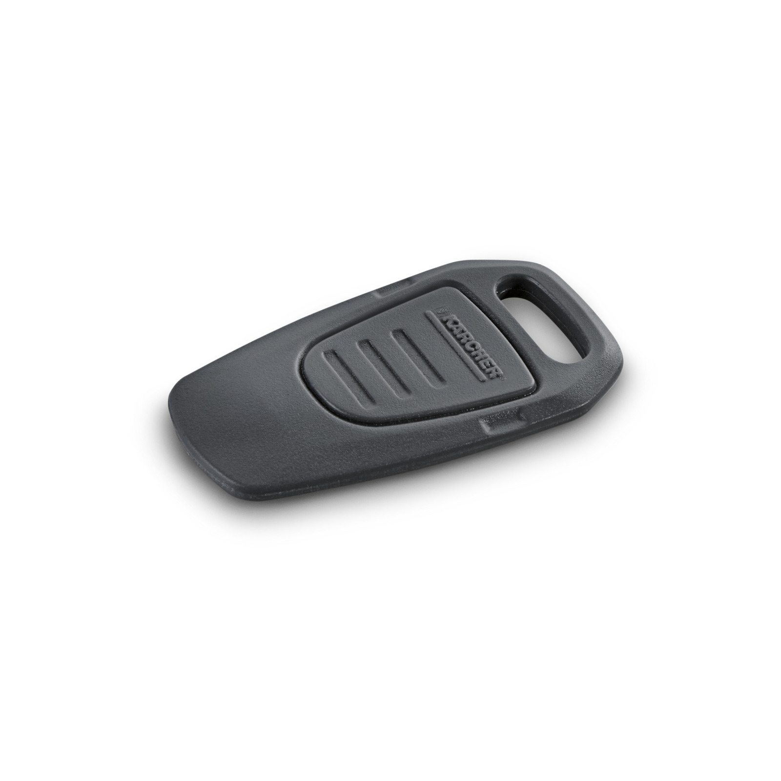 Black Kärcher accessory with a looped handle and embossed logo, placed on a white background. Black Kärcher accessory with a looped handle and embossed logo, placed on a white background.