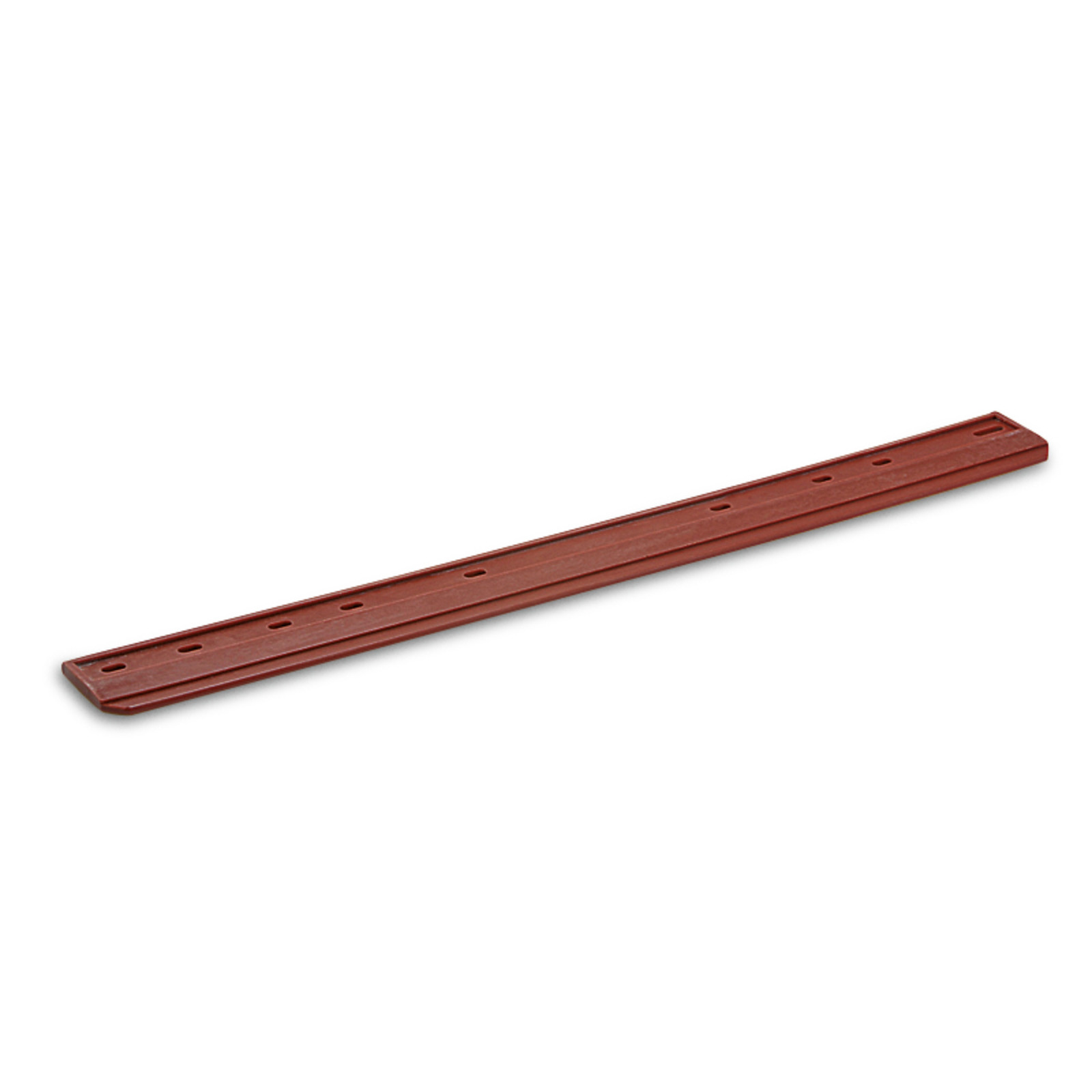 Brown rubber strip with multiple holes, lying flat on a white background. Brown rubber strip with multiple holes, lying flat on a white background.
