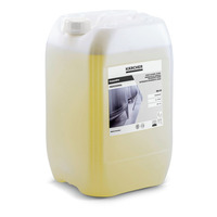 Kärcher PressurePro RM 59 detergent container with label detailing product information, including concentration and pH level.