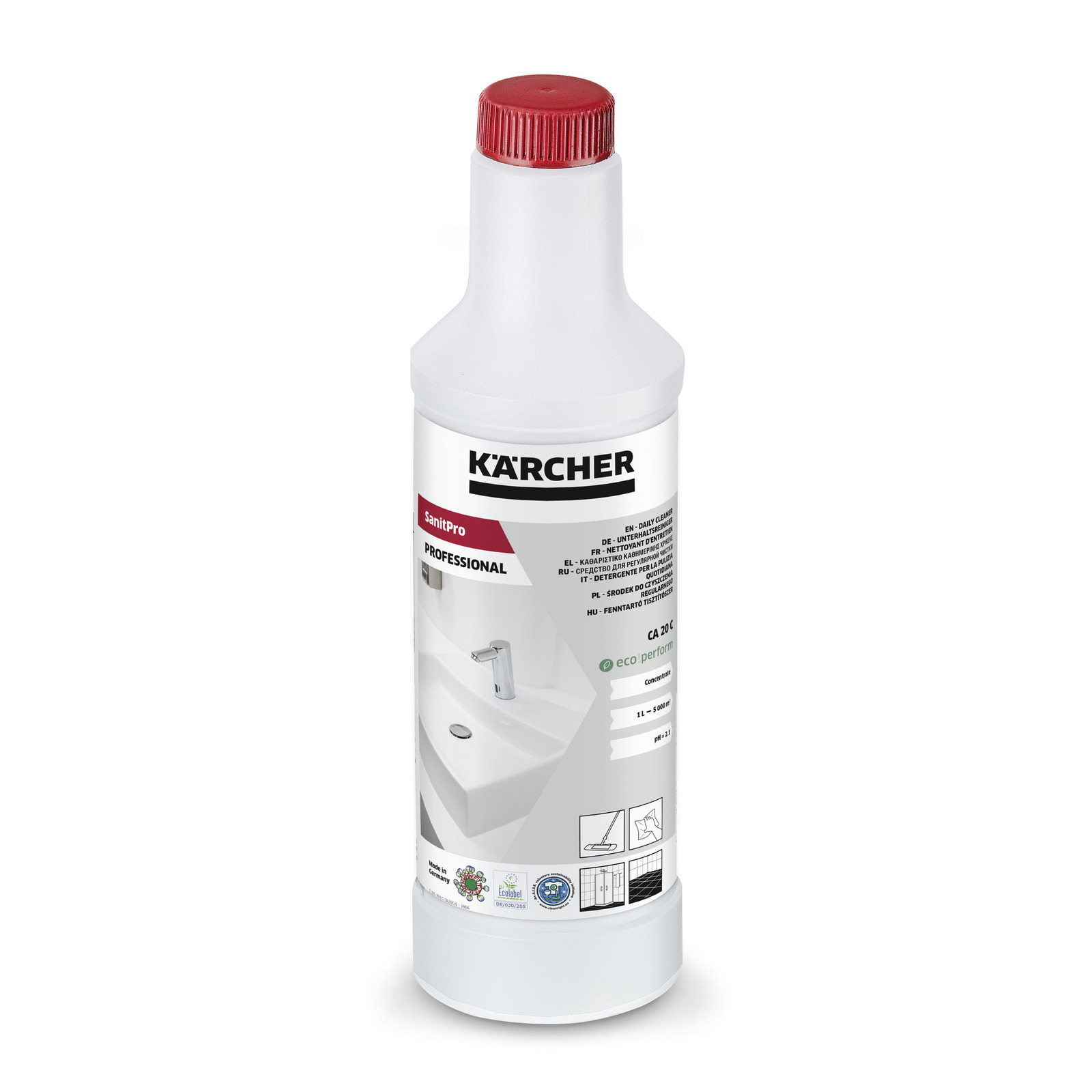 Kärcher SanitPro Leerflasche, Unterhaltsreiniger CA 20 C-D eco!perform, 0.5 L