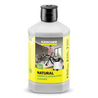 Kärcher Natural Carpet & Upholstery Cleaner bottle with image of a modern living room and a Kärcher vacuum cleaner.