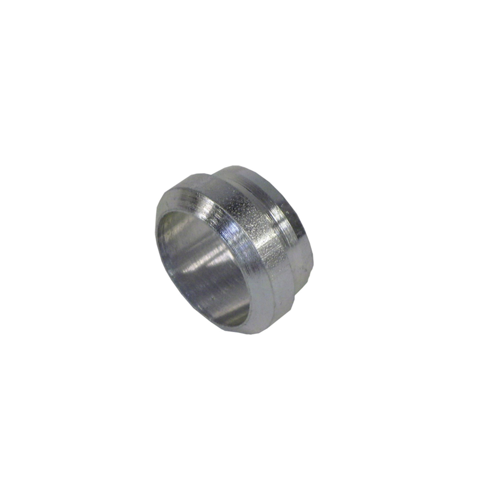 Silver metal ring with a smooth surface and a slightly tapered edge, shown against a white background.