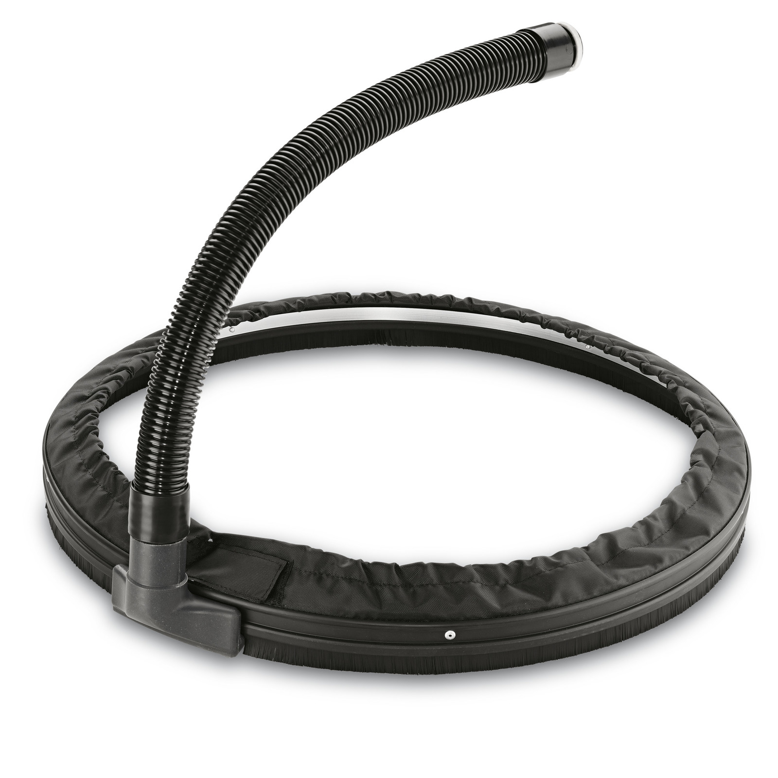 Circular Kärcher suction ring with flexible hose attachment, designed for dust extraction. Circular Kärcher suction ring with flexible hose attachment, designed for dust extraction.