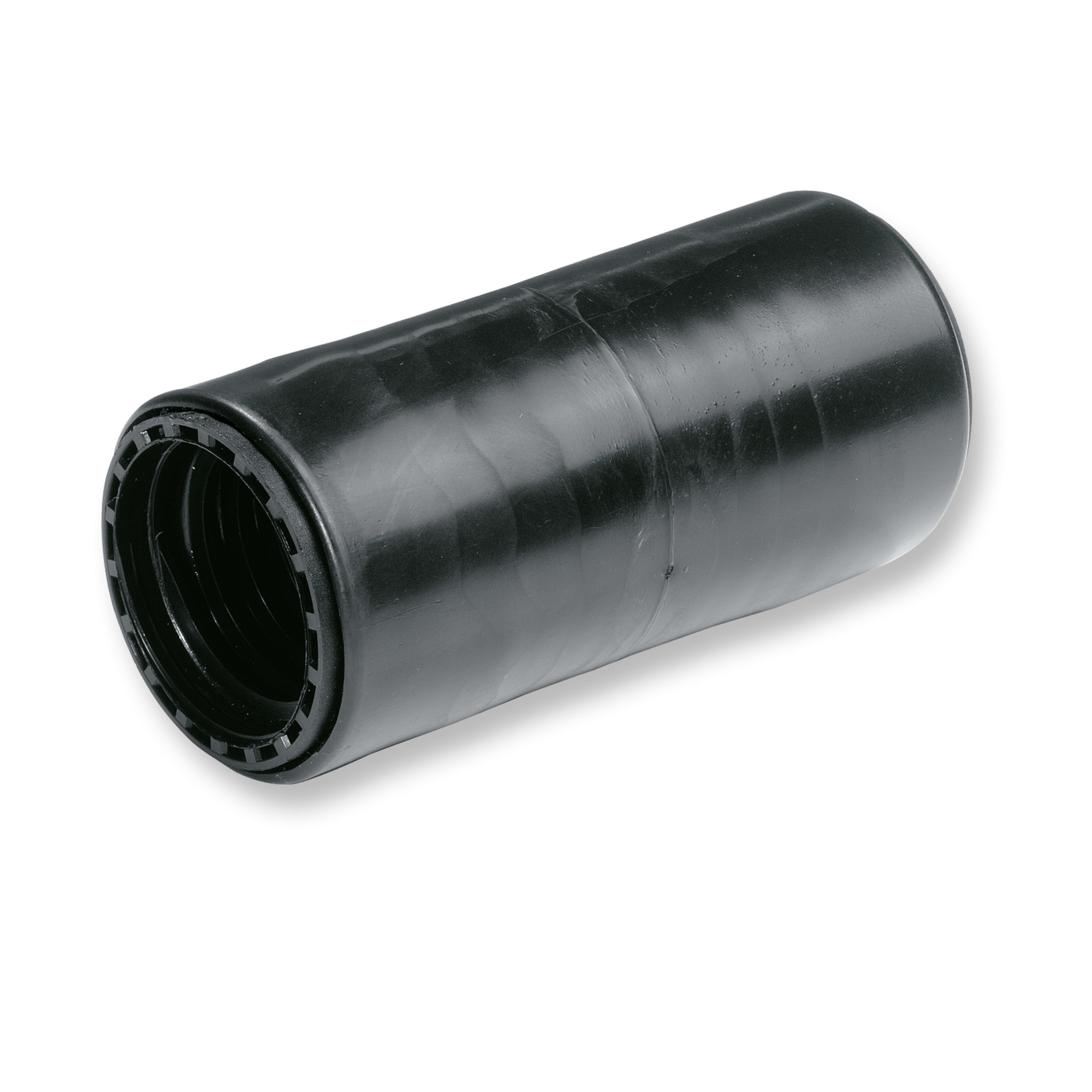 Black cylindrical Kärcher hose connector with textured surface, shown on a white background.