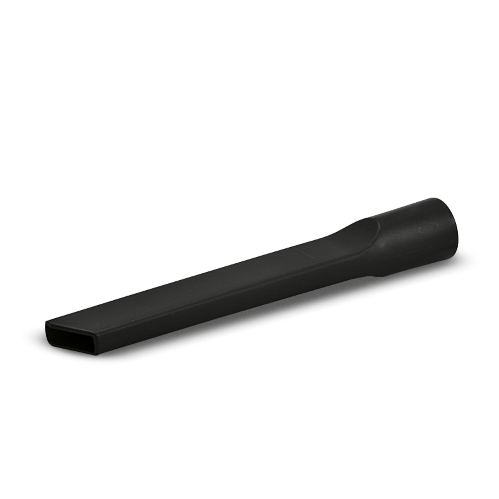 Black Kärcher crevice nozzle on a white background, featuring a narrow, elongated design for reaching tight spaces. Black Kärcher crevice nozzle on a white background, featuring a narrow, elongated design for reaching tight spaces.