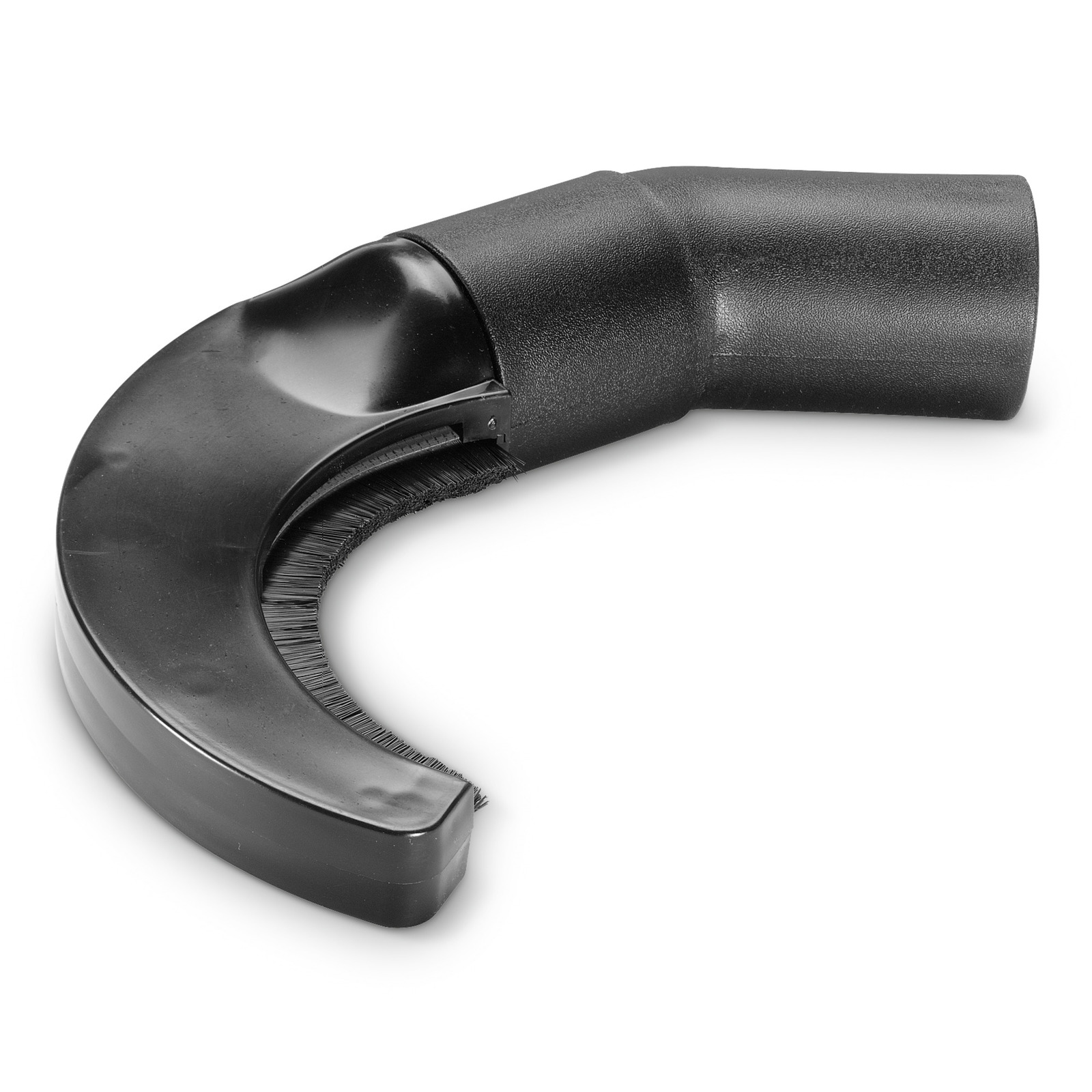 Black curved brush attachment for a Kärcher vacuum cleaner, featuring dense bristles and a cylindrical connector.