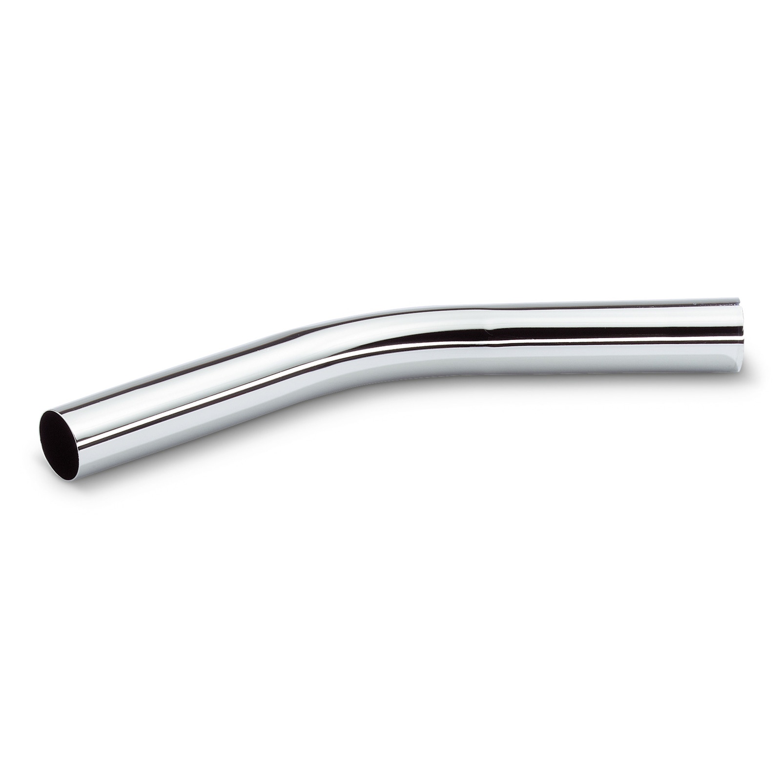 Curved chrome extension tube with a shiny surface, isolated on a white background. Curved chrome extension tube with a shiny surface, isolated on a white background.
