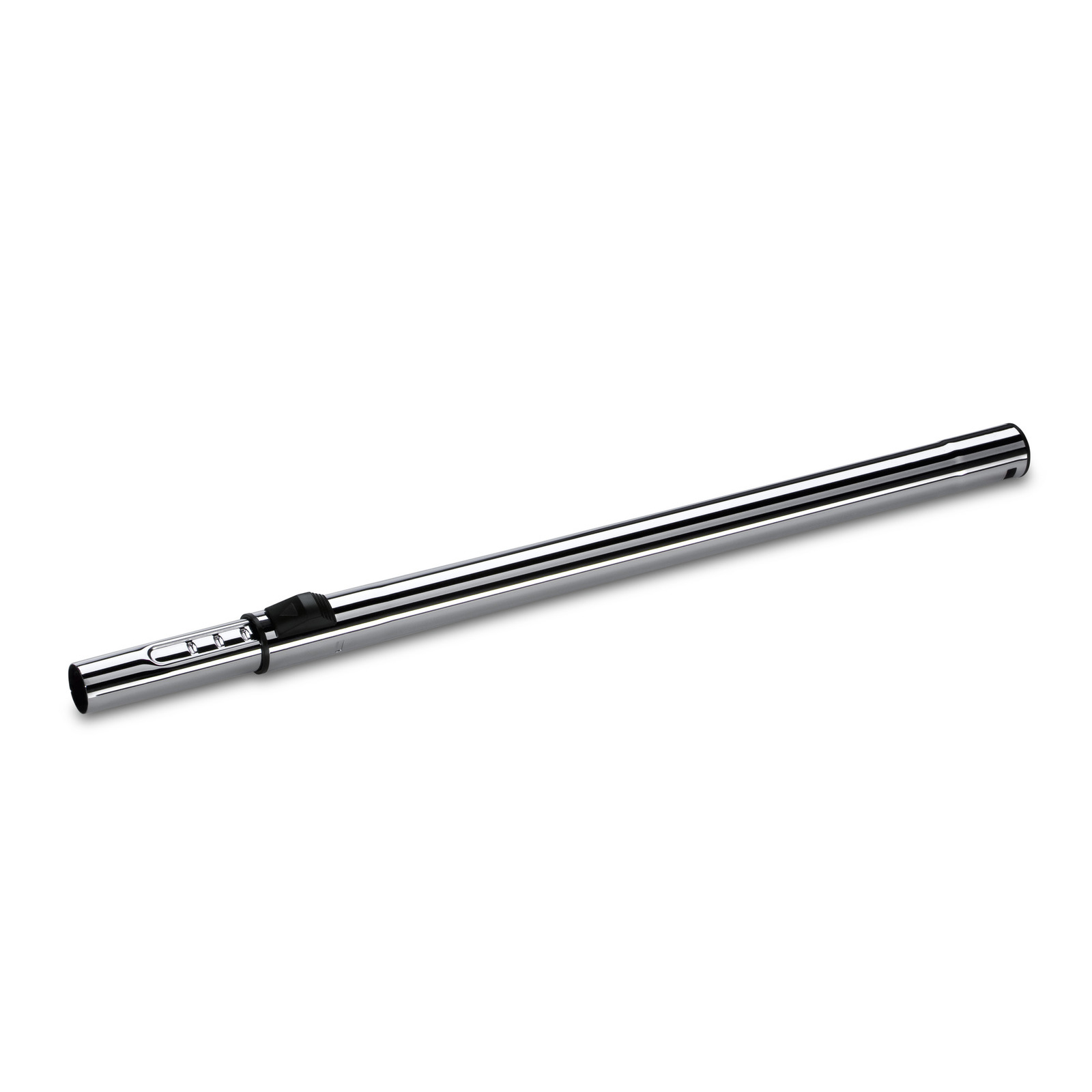 Chrome telescopic tube with adjustable length and black plastic connector. Chrome telescopic tube with adjustable length and black plastic connector.