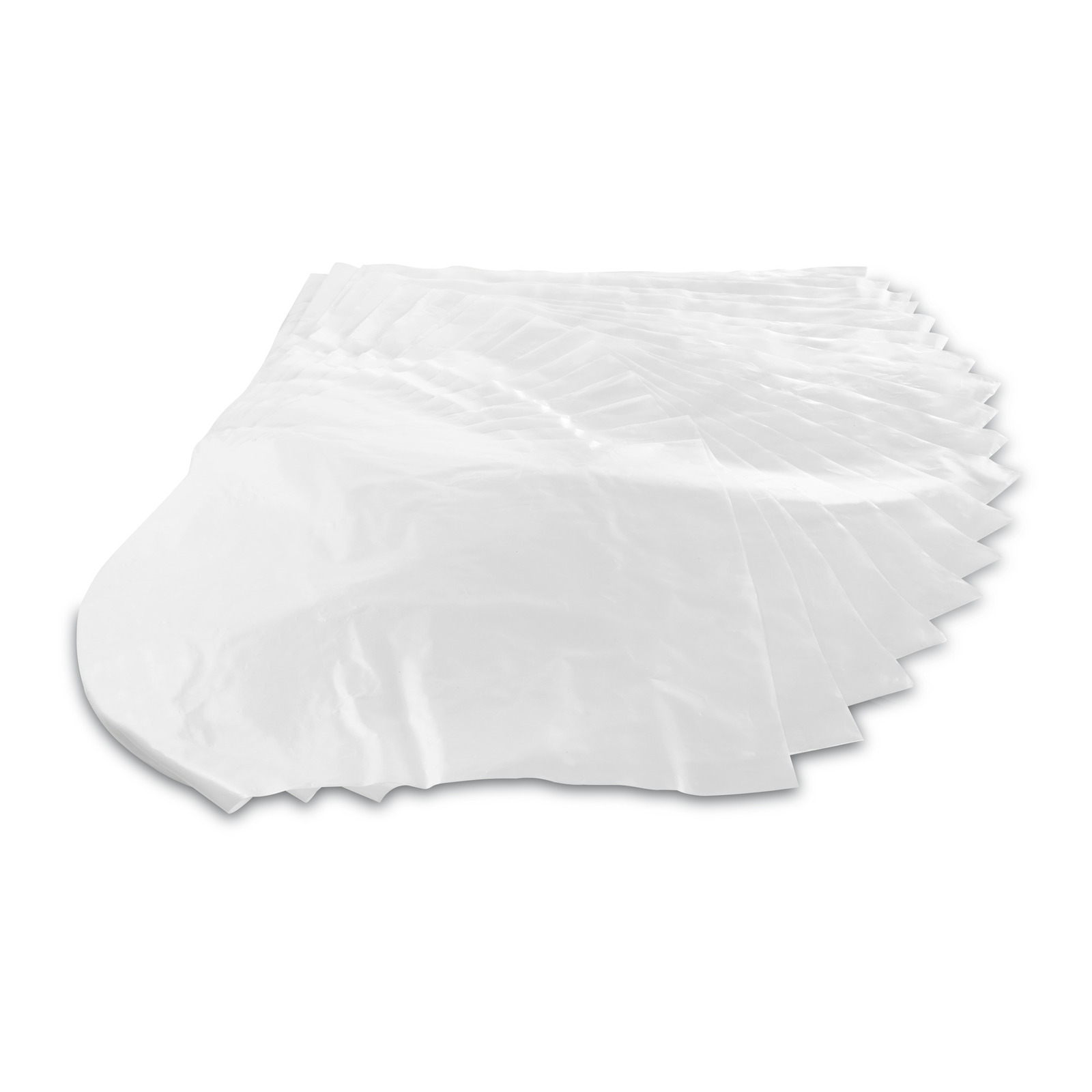 Stack of clear plastic sheets arranged in a fan-like pattern on a white background. Stack of clear plastic sheets arranged in a fan-like pattern on a white background.
