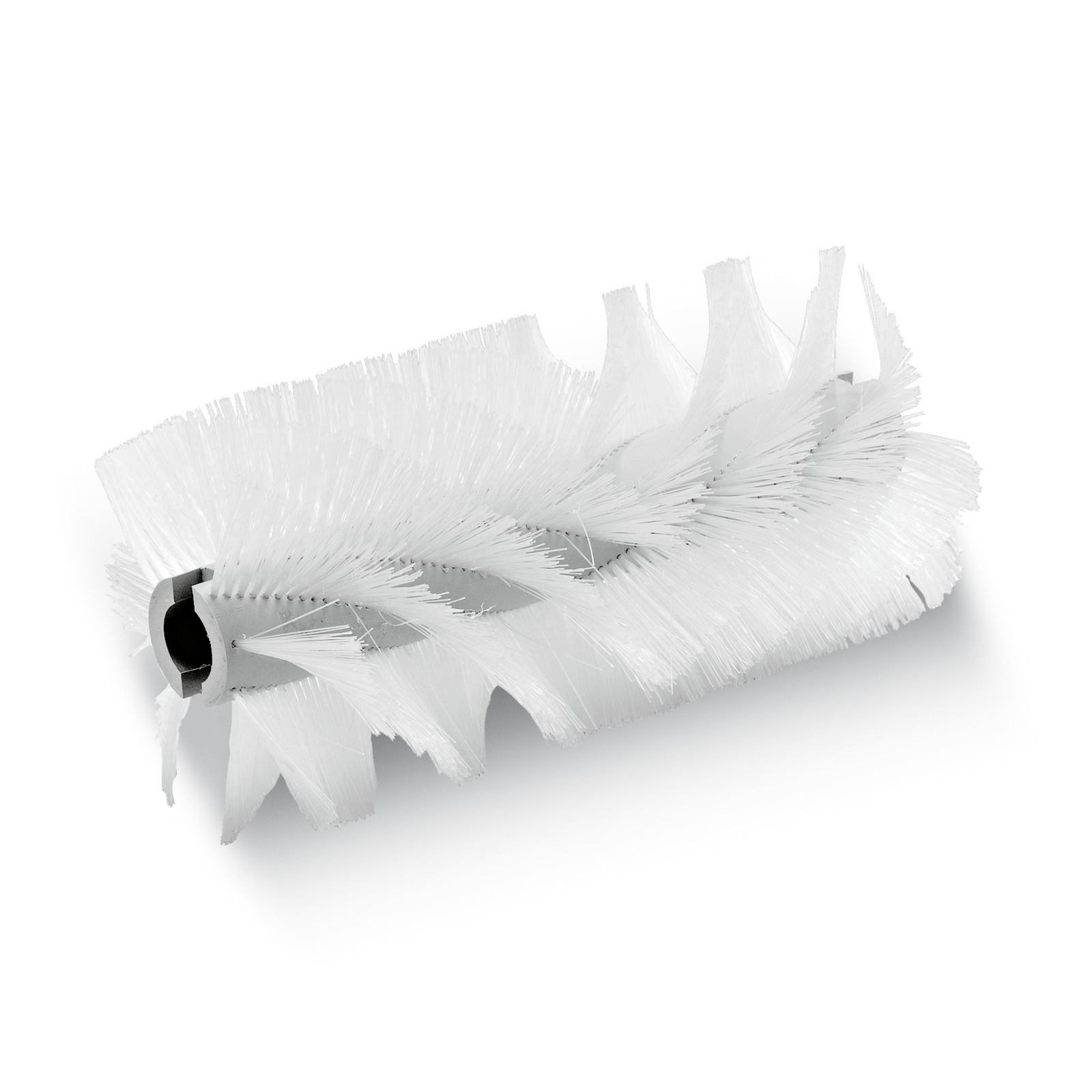 White cylindrical brush with dense bristles, designed for cleaning applications, set against a plain white background.