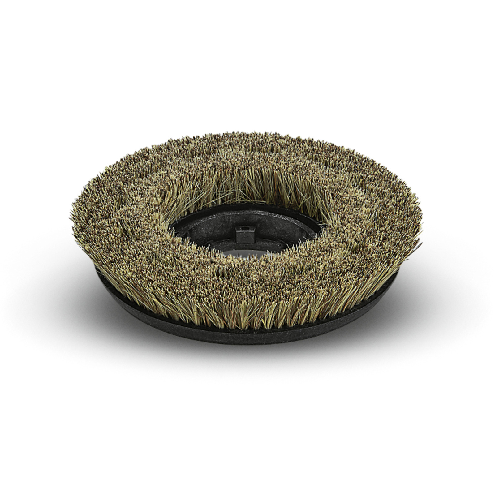 Circular brush attachment with dense bristles, designed for cleaning equipment, on a white background. Circular brush attachment with dense bristles, designed for cleaning equipment, on a white background.