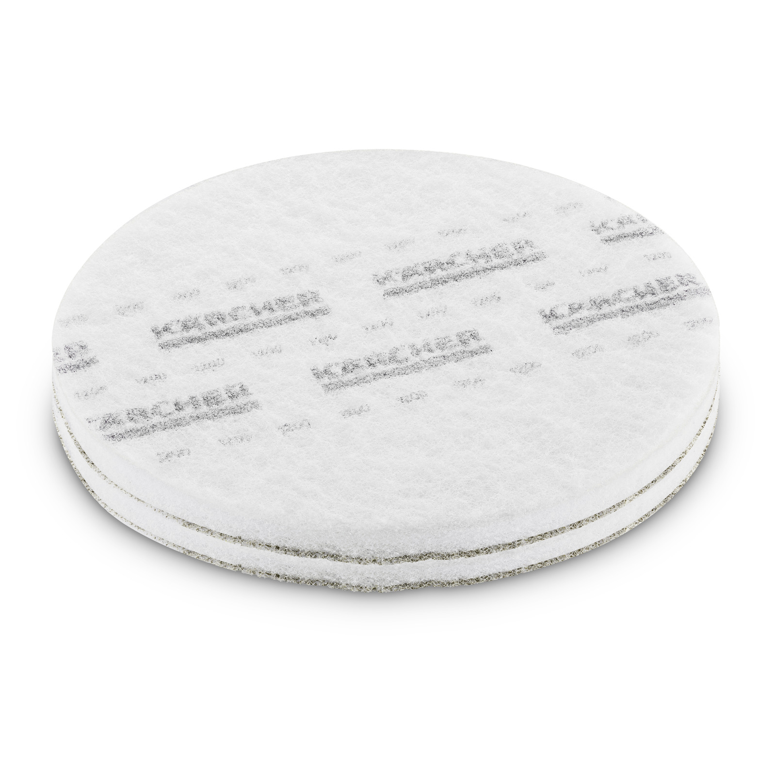 Stack of Kärcher polishing pads on a white background. Stack of Kärcher polishing pads on a white background.