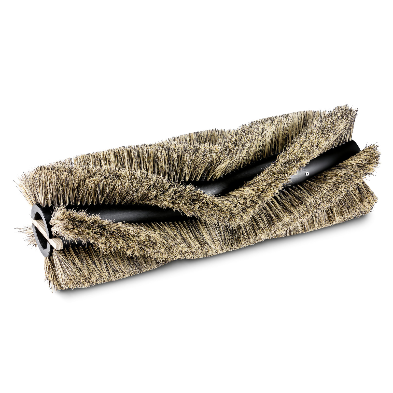 Cylindrical brush with dense bristles on a black core, designed for cleaning applications. Cylindrical brush with dense bristles on a black core, designed for cleaning applications.