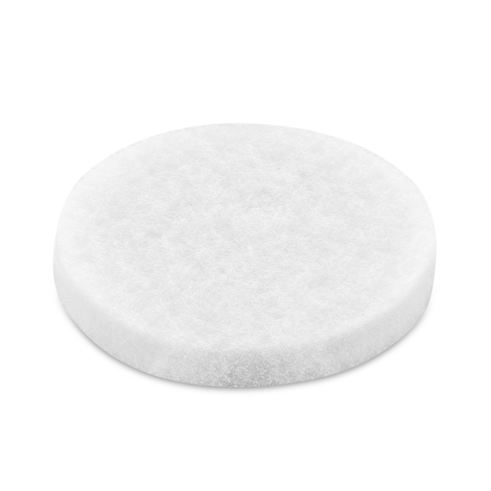 Round white fibrous pad on a plain white background. Round white fibrous pad on a plain white background.