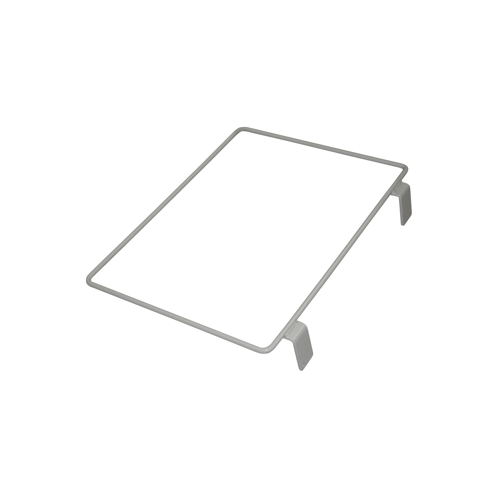Grey metal frame with two angled brackets on each side, isolated on a white background. Grey metal frame with two angled brackets on each side, isolated on a white background.