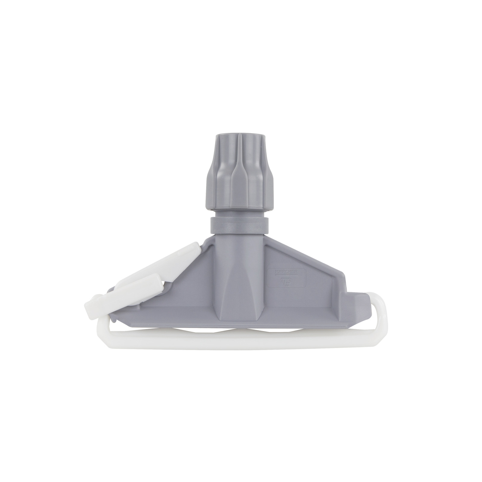 Grey Kärcher floor tool attachment with white rollers, designed for cleaning surfaces. Grey Kärcher floor tool attachment with white rollers, designed for cleaning surfaces.