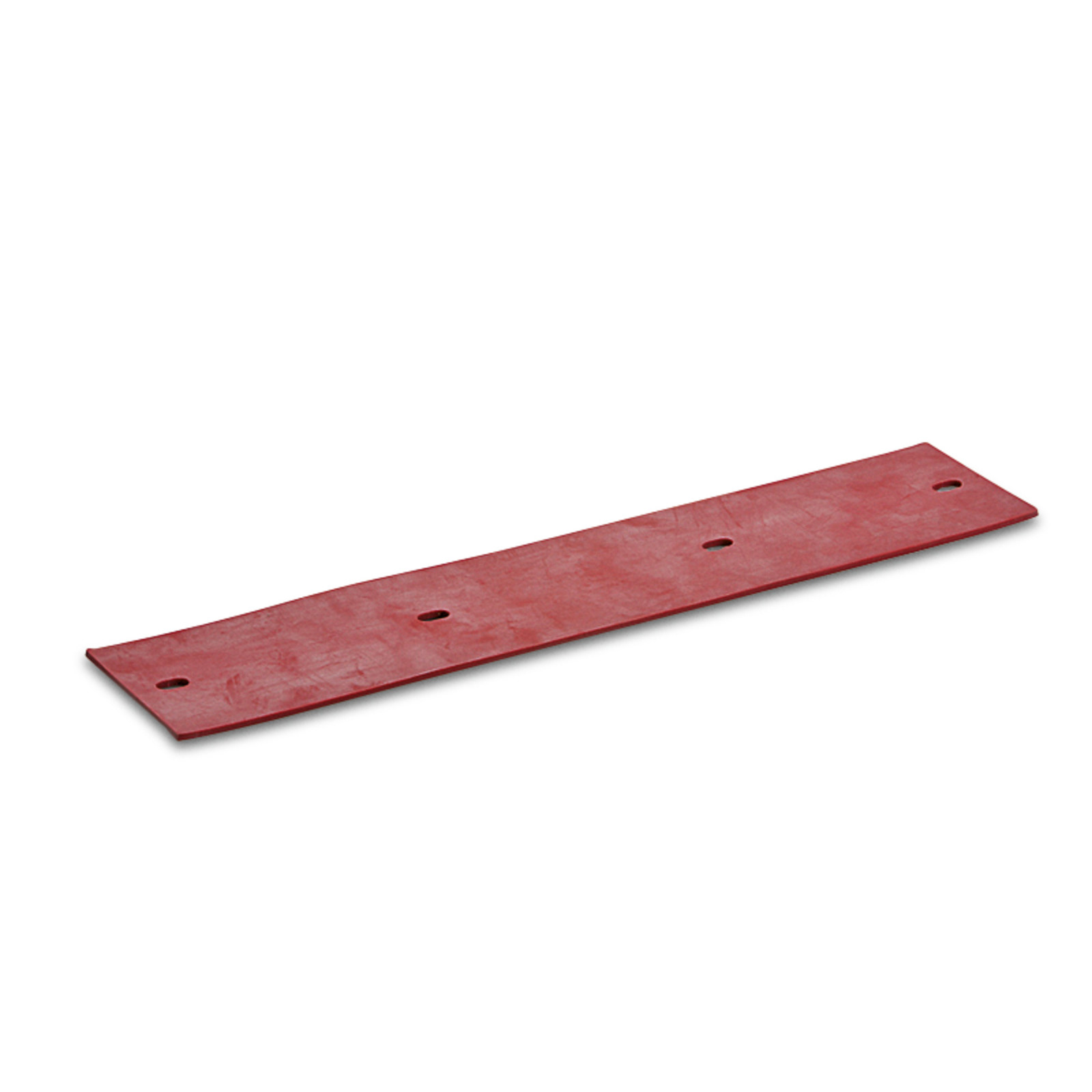 Red rubber strip with four evenly spaced holes, laid flat on a white background. Red rubber strip with four evenly spaced holes, laid flat on a white background.