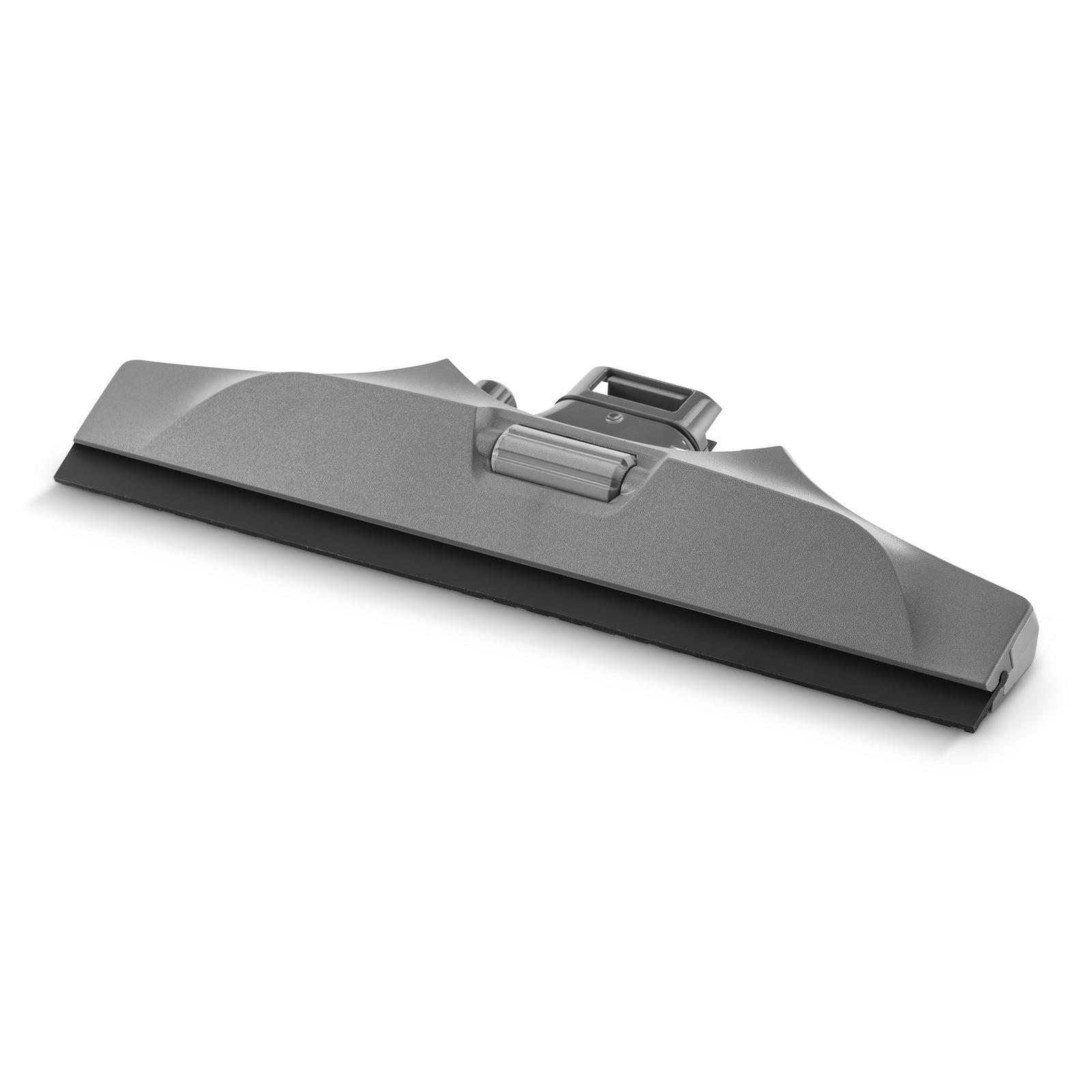 Grey Kärcher floor nozzle with a rectangular shape and a smooth surface, viewed from a low angle.